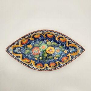 Floral Ceramic Serving Dish Decorative Plate Colorful Italian Style‎